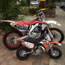Asking 3k for my personal 2005 Honda CRF 250R if anyone local is interested in it. lowered 1/2" front and rear shocks. done up by @rehabarmy 30+2 suspension. Seat foam cut and lowered for shorter rider ( I'm 5'3") Powercoated red rims, FMF megabomb header and spark arrester pipe and rental bars, new tires (front and rear) have 3 rides on them. One of kind personalized graphics by @throttlejerky ... Serious inquiries- email me at halcab22@gmail.com